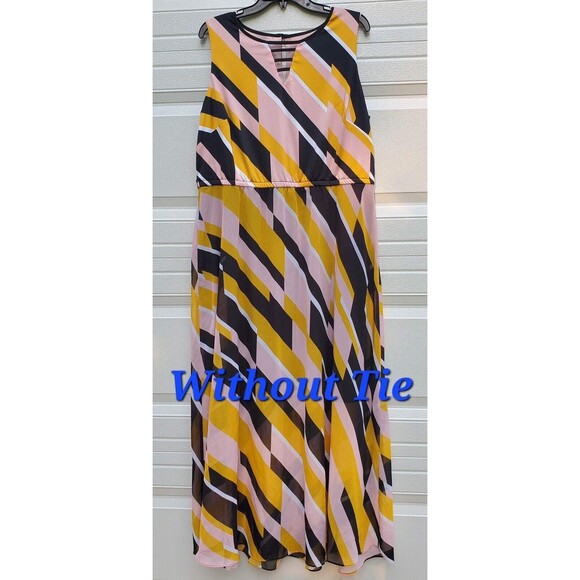 Lane Bryant Party Cocktail Wedding Fall Full Length Dress Size 16 Striped - Picture 4 of 9